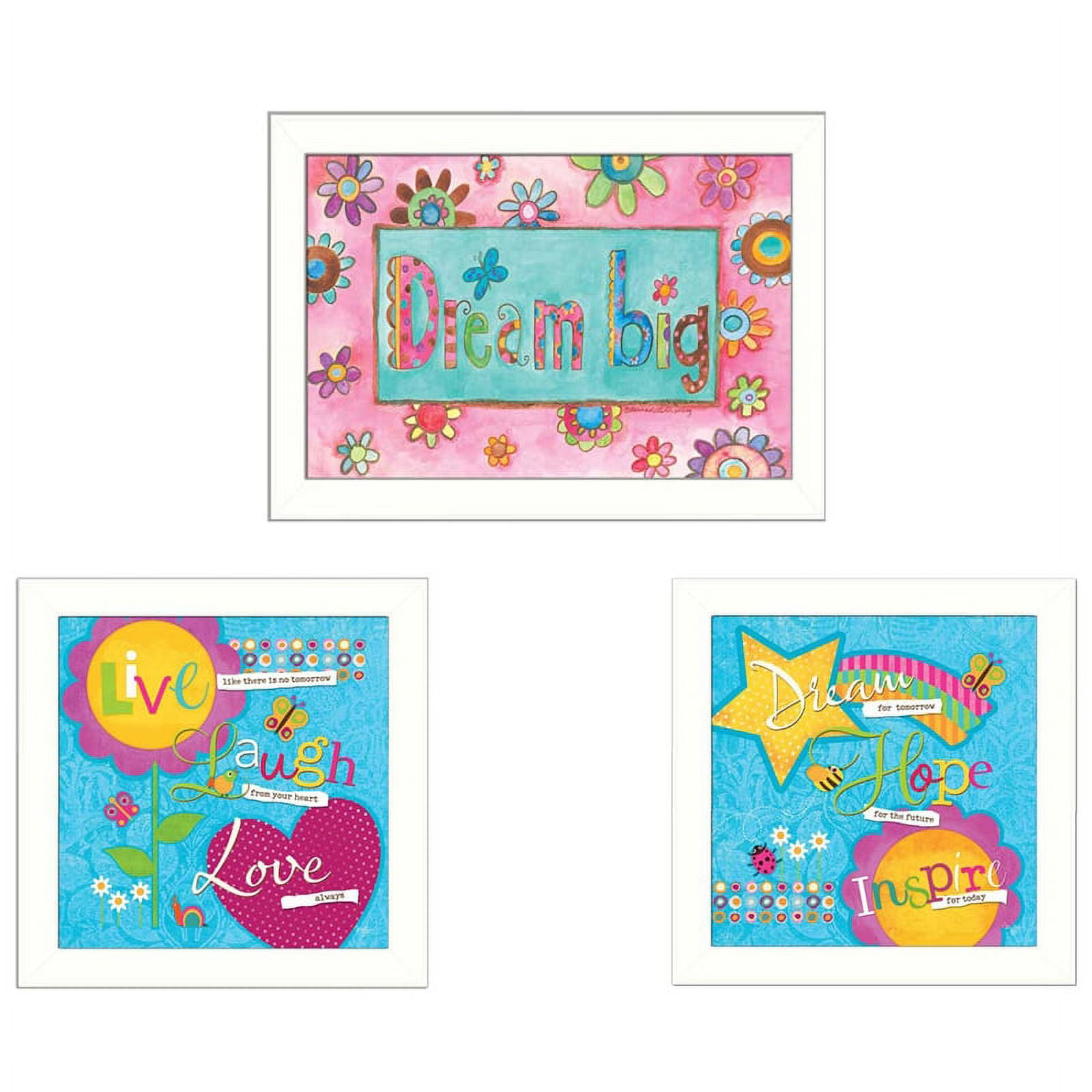 Dream Big Multi-Color Framed Paper Print Wall Art Set