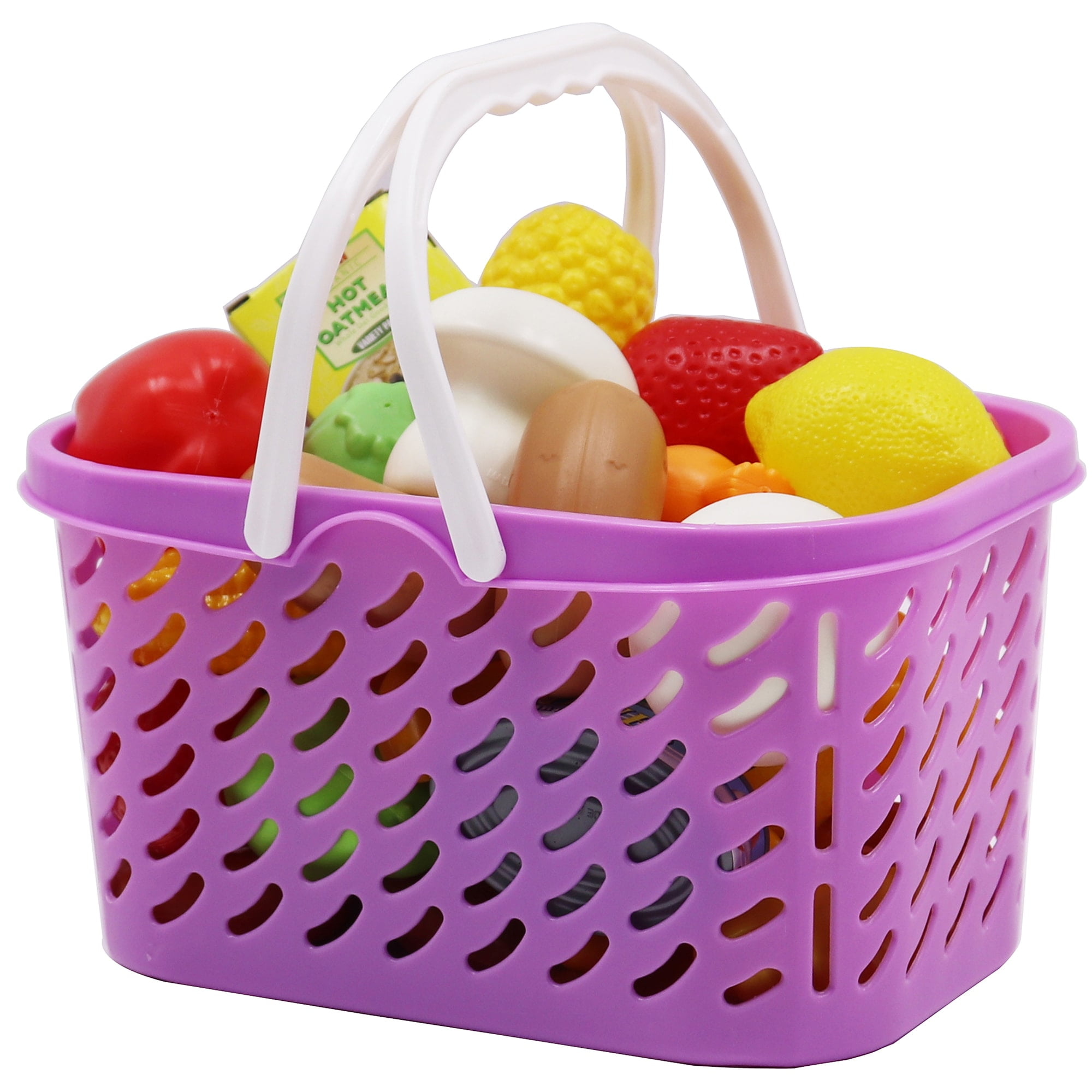 Dream Collection, Pretend Food Set with Shopping Basket Plastic Food