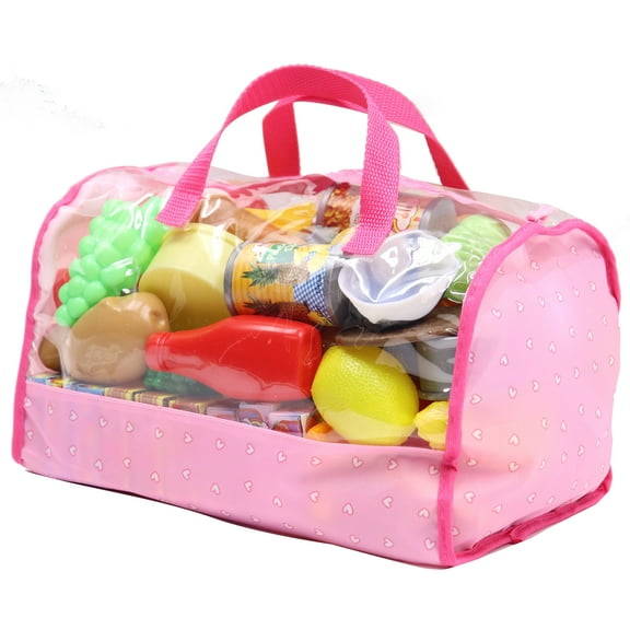 Dream Collection, Pretend Food Set with Carry Bag - Plastic Food Toys, Food Collection of 120 Pieces - Vegetables, Fruits, Cereal, Desserts & Poultry
