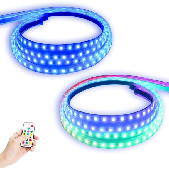 Dream Color 2 count  LED Running Board Lights Sequential with Remote Controller Chasing Light Flexible 70 Inch Light Bar Strips for Pickup   (70 inch)