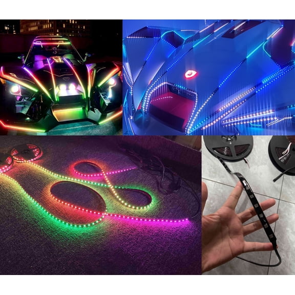 Tzvmny Lighting Factory - Dream Color Chasing 8PCS 4FT 1.2Meters Light Strips For Grill Underglow Slingshot Bluetooth +Remote Ctrl IP65 Waterproof