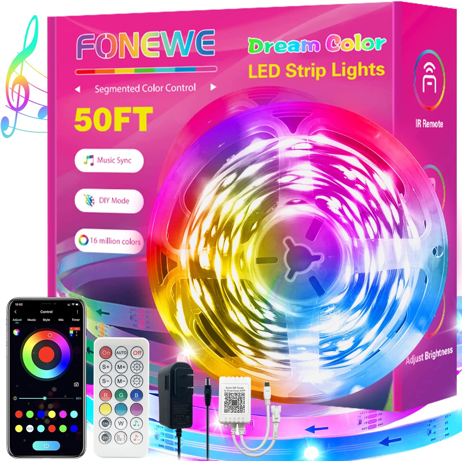 Dream Color Chasing LED Strip Lights for Bedroom and Home Decoration