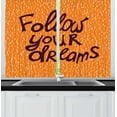thumbnail image 1 of Dream Curtains 2 Panels Set, Warm Colored Composition with Follow Your Dreams Phrase Abstract Backdrop, Window Drapes for Living Room Bedroom, 55"W X 39"L,Orange Plum and Cream, by Ambesonne, 1 of 2