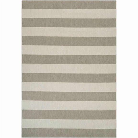 Dream Decor Rugs Hampton Striped Indoor Outdoor Area Rug Beige/Ivory 3'11" x 5'7