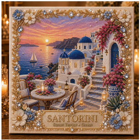 Dream Destinations Pearl Art DIY Kit – Create Your Own Sparkling Escape, Complete All‑In‑One Mosaic Art Kit with Tools, Beads and Instruction Guide