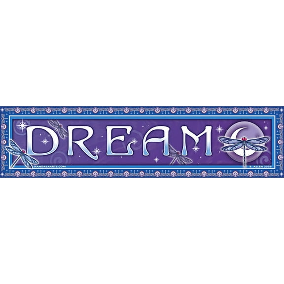Dream Dragonfly Moon Bumper Sticker Decal for Autos, Laptops, Skateboards, Water Bottles