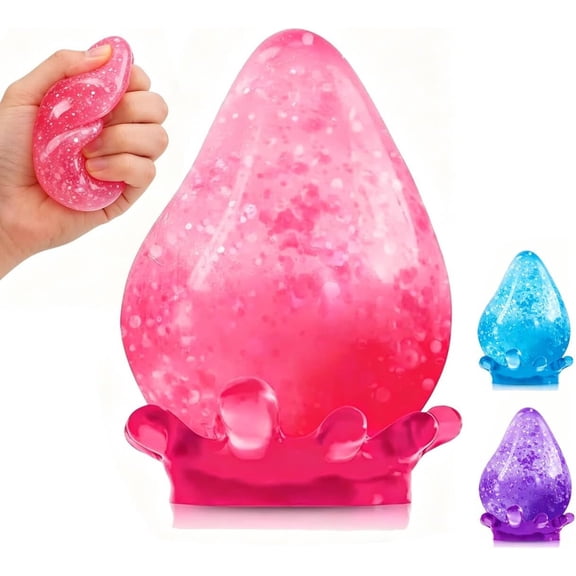 Dream Drop Squishy Fidget Toys Adults, Water Drop Squeeze for Stress Relief, Slow Rising Squishies Sensory Toys with Autism, Malt Sugar Balls Gel Filled Party Favorsf - Pink