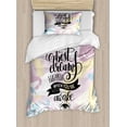 thumbnail image 1 of Dream Duvet Cover Set Twin Size, The Best Dreams Happen When You are Awake Colorful Aquarelle Paint Smear Background, 2 Piece Bedding Set with 1 Pillow Sham, Multicolor, by Ambesonne, 1 of 3