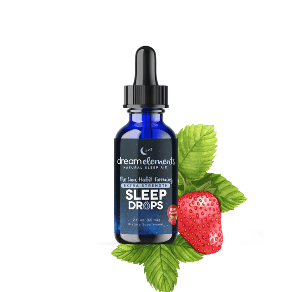 Dream Elements Liquid Sleep Drops (Berry) - Extra Strength Natural Sleep Aid, 2oz