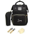 thumbnail image 1 of Dream Embroidery Water Resistant Large Personalized Diaper Bag with Bottle Warming Pouch, Black, 1 of 6