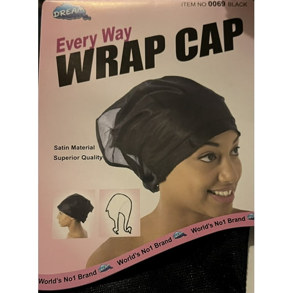 Dream Every Way Wrap Cap Satin Material Superior Quality (Item 0069 Black)