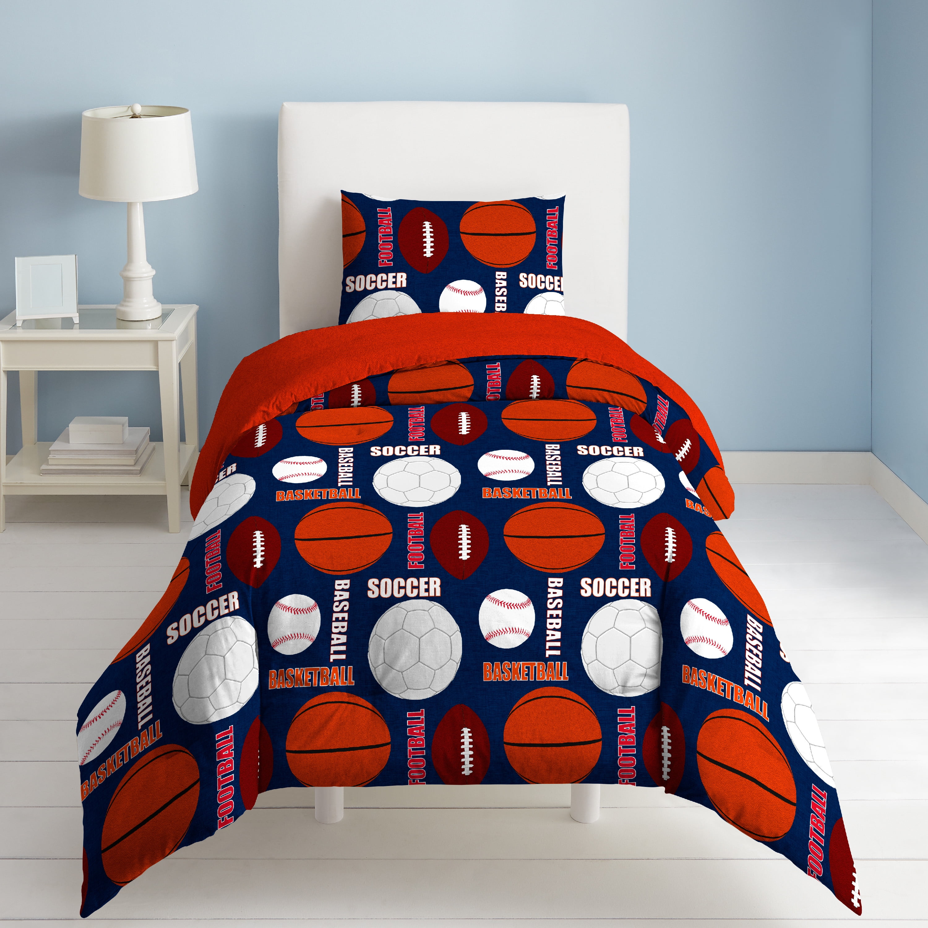 Navy Sports Theme Full Microfiber Kids Bed Set