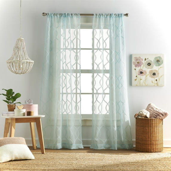 Dream Factory Audrey Poletop, Aqua, 37" x 63" (2 piece set)