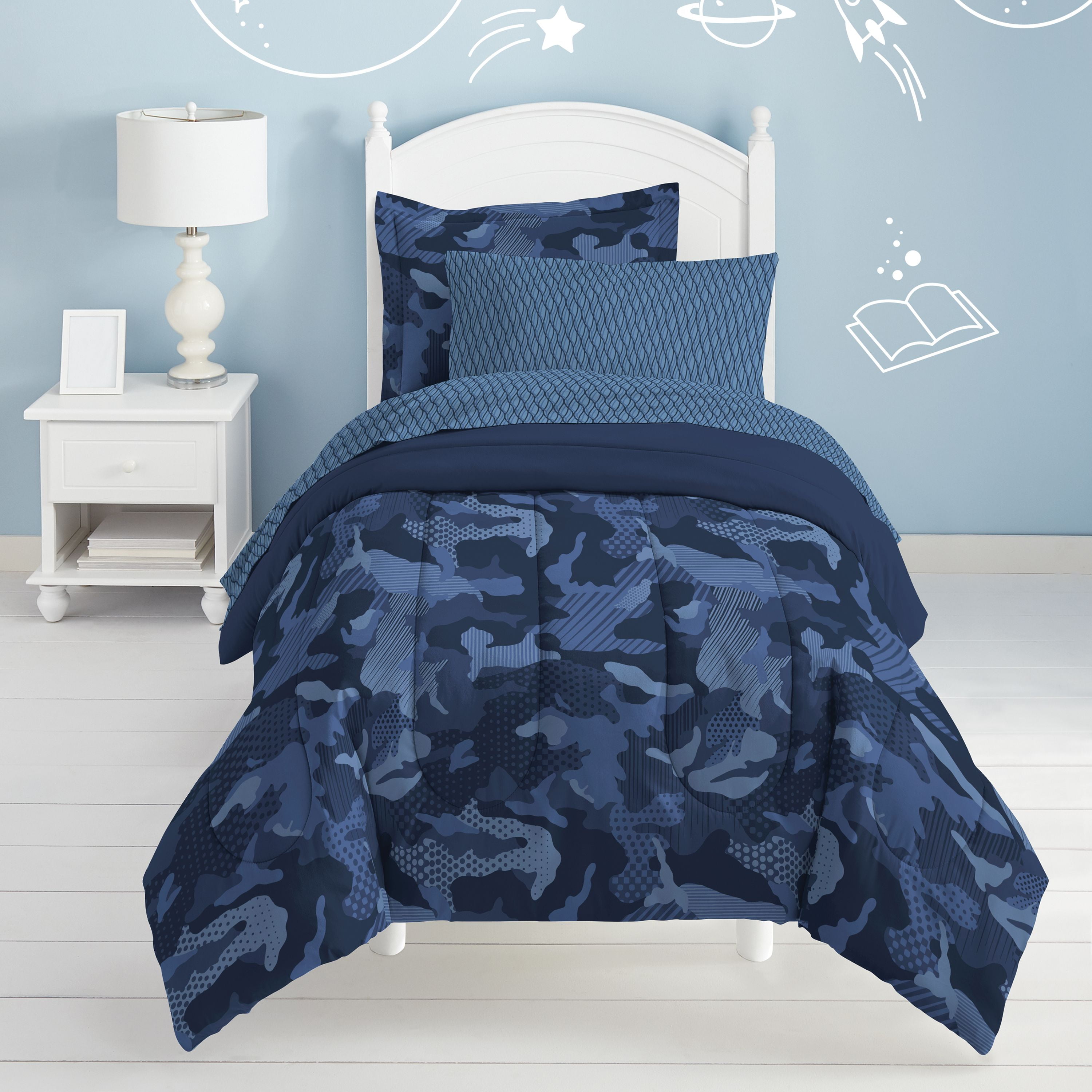 Full Blue Microfiber Reversible Kids Bed in a Bag Set