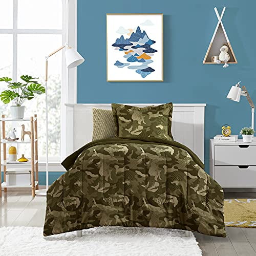 Dream Factory Geo Camo Twin 5 Piece Comforter Set, Bed-in-a-Bag, Cotton/Polyester, Camouflage, Multi, Unisex, Child