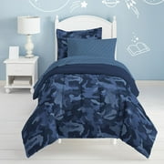 Dream Factory Geo Camo Twin 5 Piece Comforter Set, Cotton, Polyester, Blue, Child