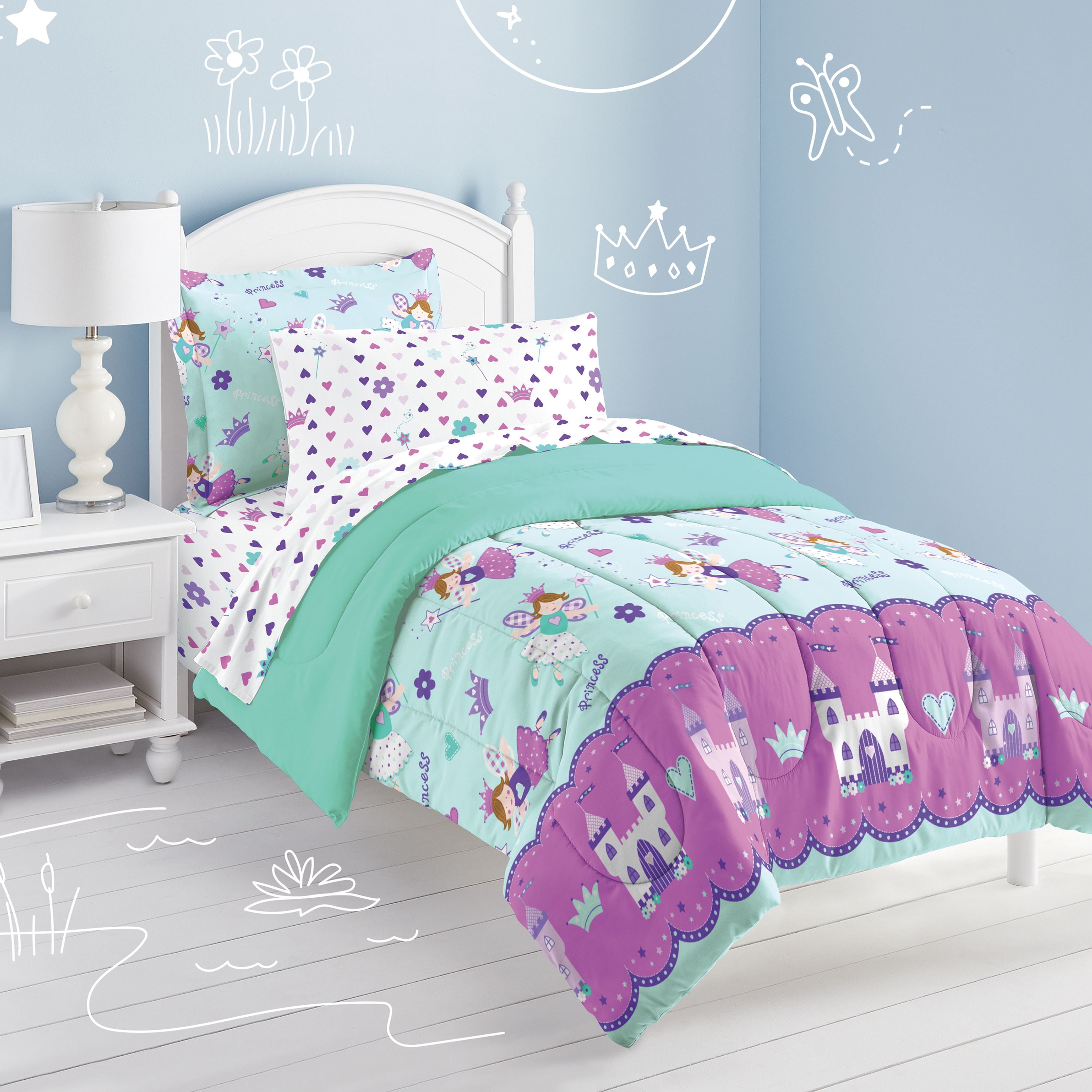 Dream Factory Magical Princess Twin Comforter Set Blue