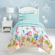 Dream Factory Mermaid Dreams Twin 5 Piece Comforter Set, Bed-in-a-Bag, Poly, Microfiber, Light Blue, Female, Child