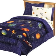 Dream Factory Outer Space Full 8 Piece Comforter Set, Cotton/Polyester, Dark Blue, Orange, Multi