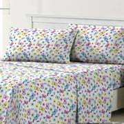 Dream Factory Purple Butterfly 4 Piece Full Sheet Set Polyester, Microfiber, Child