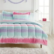 Dream Factory Tie Dye Stripe Twin 5 Piece Comforter Set, Polyester, Microfiber, Pink, Purple, Multi, Child, Unisex