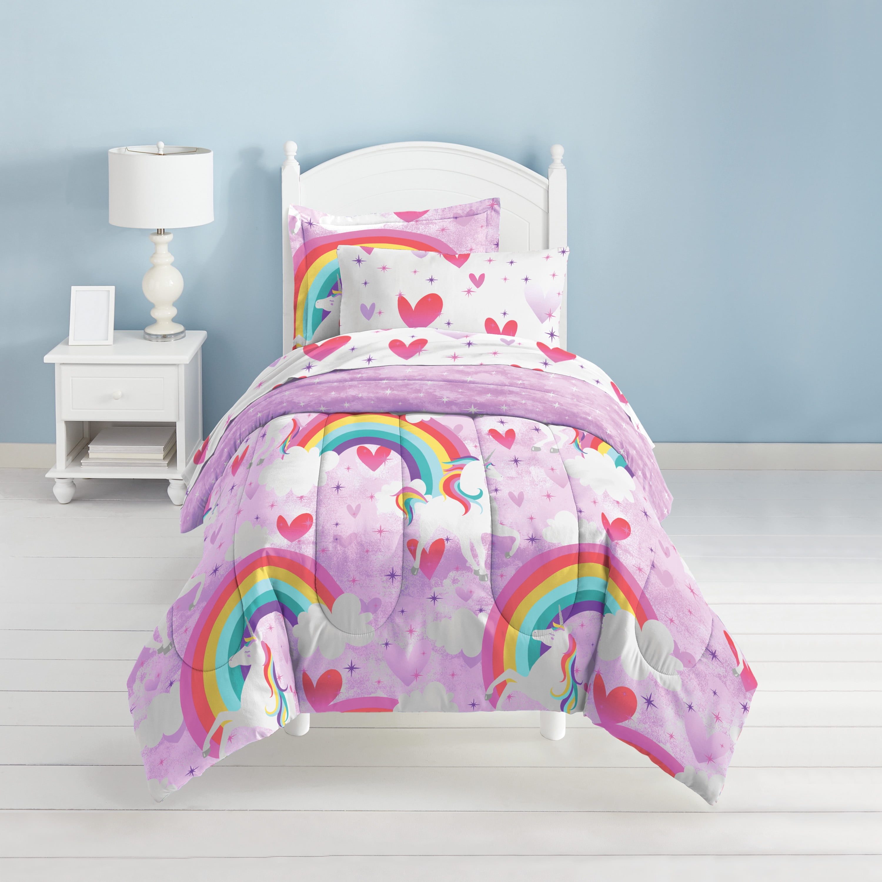 Dream Factory Unicorn Rainbow Twin Piece Comforter Set