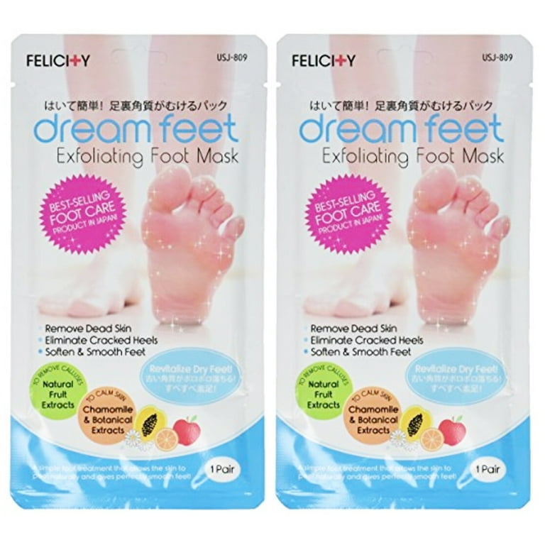 Dream Feet Exfoliating Foot Mask Socks Cracked Heels Calluses Dead Skin Treatment Blue 2 Pair