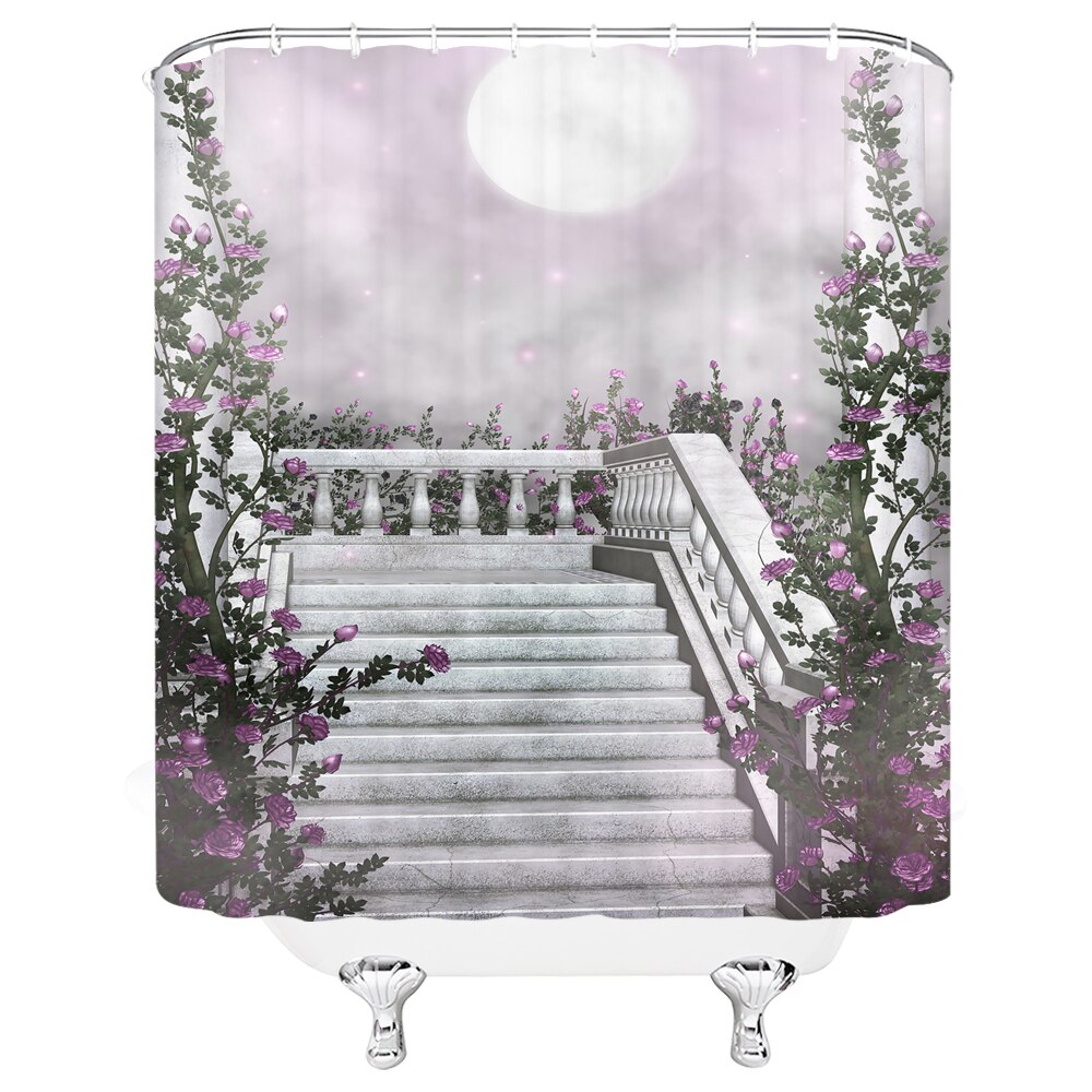 Dream Forest Shower Curtain 3D Garden Flowers Green Plant Tree