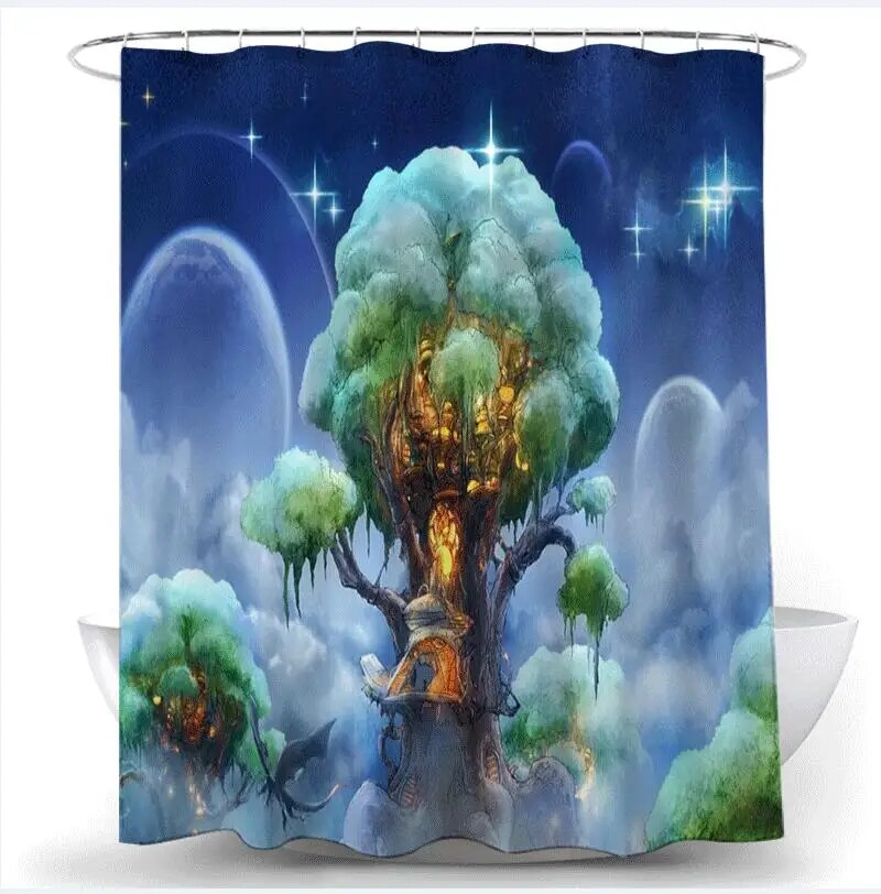 Dream Forest Shower Curtain Magic Trees Creative Scenery Modern Natural