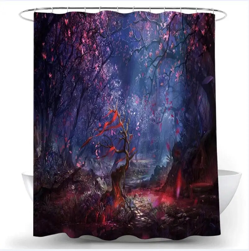 Dream Forest Shower Curtain Magic Trees Creative Scenery Modern Natural