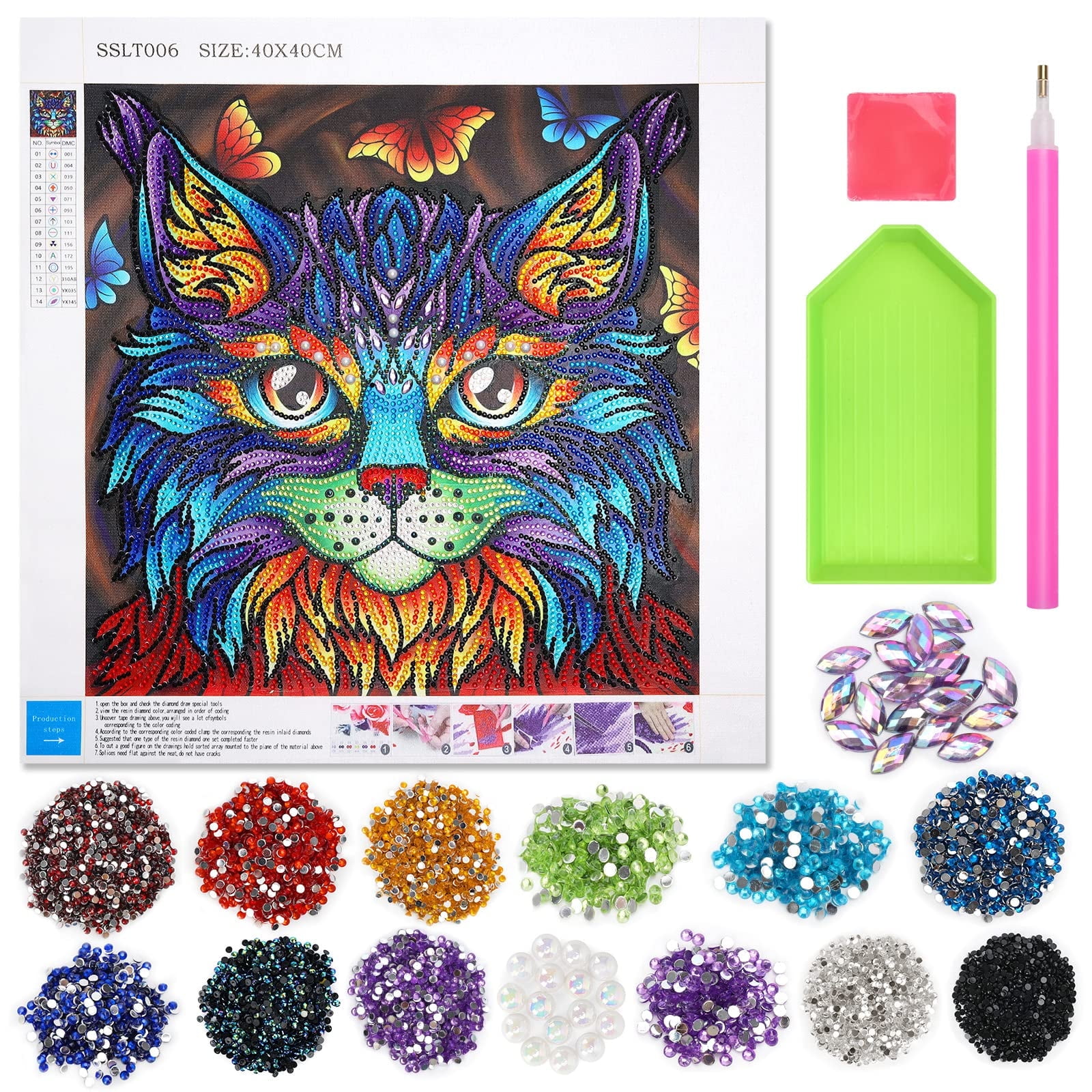 5D Diamond Painting Kits for Adult and Kids Round Drill Embroidery Cross Stitch Arts Craft Home Wall Decor Full Drill Diamond Art Flowers Butterfly Sn Diamond Painting Kit 5D Mosaic - Floral Peacock \u2013 Craft Outlet