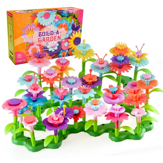 Dream Fun Birthday Gifts for 2-5 Year Old Girls, Kids Flowers Garden Toys Set for Girl Age 3 4 5 Toddlers Girls Building Toy Gift DIY Toddlers Craft for Kid Children Boy Girl Gifts