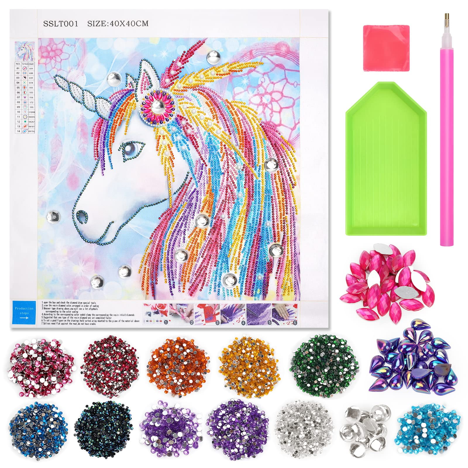 Diamond Painting Kits for Adults, Diamond Art, Crystal Gem Jewel Art Kits  for Adults Kids, 5D Diamond Painting by Numbers for Adults, Horse Diamond