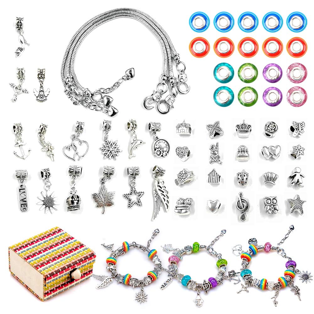 Dream Fun Jewellery Bracelet Making Kit for Girls, Craft Sets Gift for 6-12 Year Old Girls Kids DIY Charm Bracelet Present Age 6-12 Girl Children Arts Craft Kids Birthday Gift Age 7 8 9 10 Girls Kid