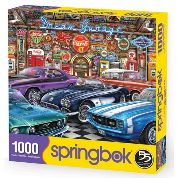 Dream Garage 1000 Piece Jigsaw Puzzle - Classic Cars Galore