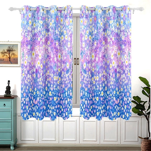 Dream Garden 63x55in Window Curtain Panels 63x55in 2-Piece Heavy Duty 80% Light Blocking
