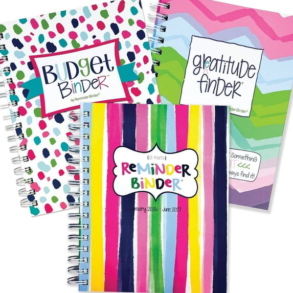 Goal Getter Bundle – Reminder Binder® Planner, Gratitude Finder® Journal & Budget Binder™ with FREE 2026 Desktop Calendar | Organized Optimist