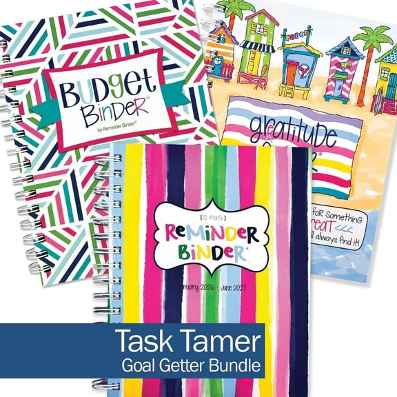 Goal Getter Bundle – Reminder Binder® Planner, Gratitude Finder® Journal & Budget Binder™ with FREE 2026 Desktop Calendar | Task Tamer
