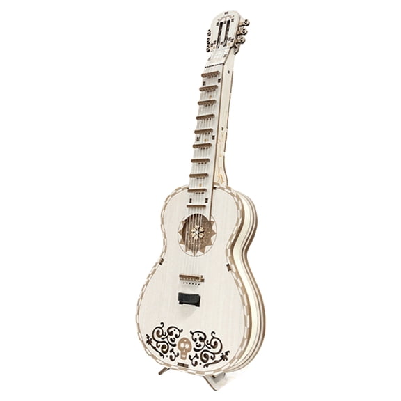 Dream Guitar DIY 3D Wooden Model Kit with LED Lights & Playable Strings, Music Instrument Assembly Craft, Creative Gift & Desktop Decor (70 PCS)