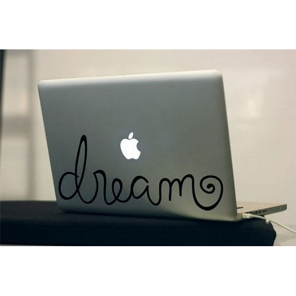 Dream Hand Lettered Text Typography- Black Vinyl Decal for 13" Macbook