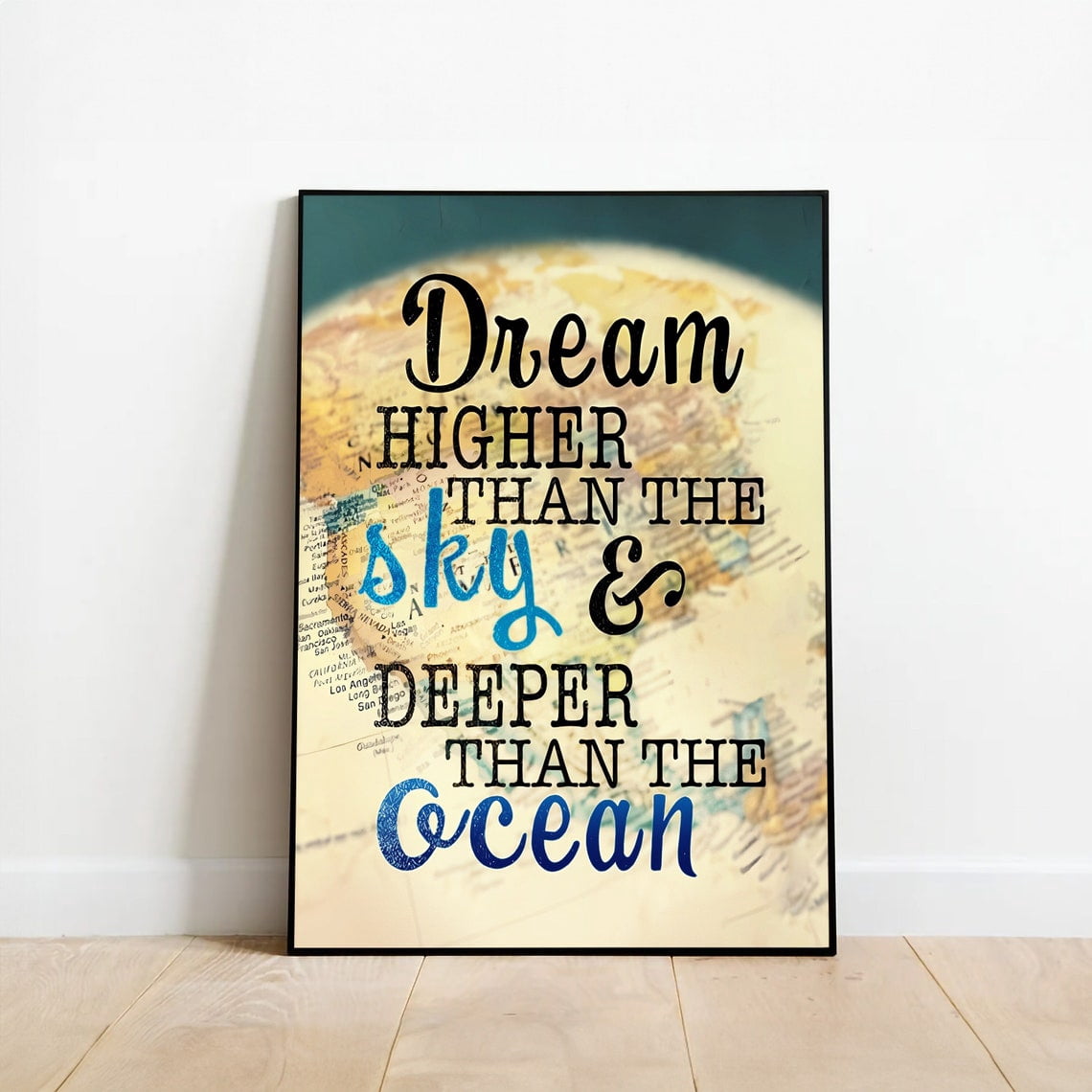 Dream Higher Than the Sky Inspirational Quote Coastal Home Decor ...
