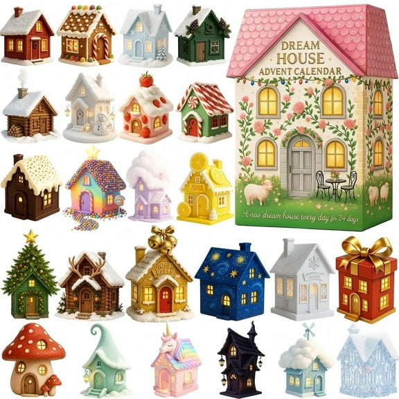 Dream House Advent Calendar 2025 – 24 Days of Mini House Surprises, Christmas Countdown Gifts for Home Decor & Christmas Tree