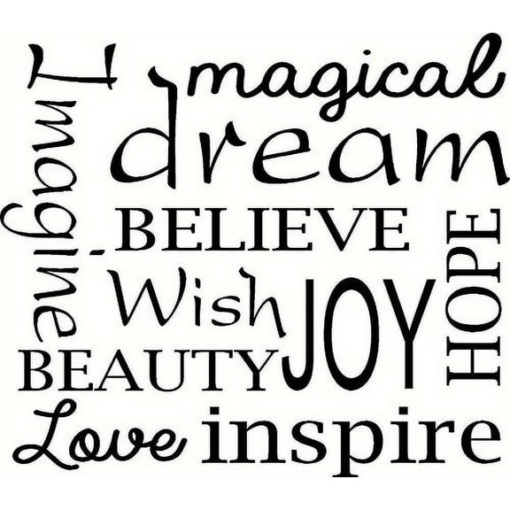 Dream, Imagine, Inspire, Bible Verse Vinyl Wall Art Decal. Motivational Word Stickers.