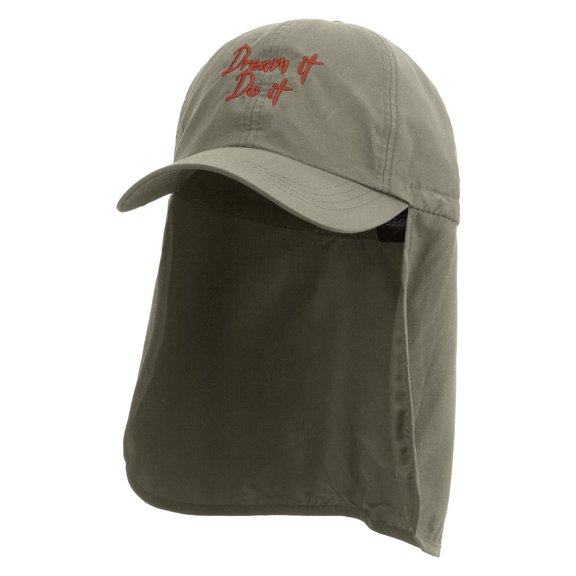 Dream It Do it Embroidered Flap Hats - Khaki OSFM