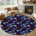 thumbnail image 1 of Dream Jellyfish Round Living Room Rugs 6 ft, Colorful Starry Sky Deep Sea Ocean Washable Area Rug with Non-Slip Sturdy Edge Binding Round Carpet for Kitchen Office Bedroom, 1 of 9