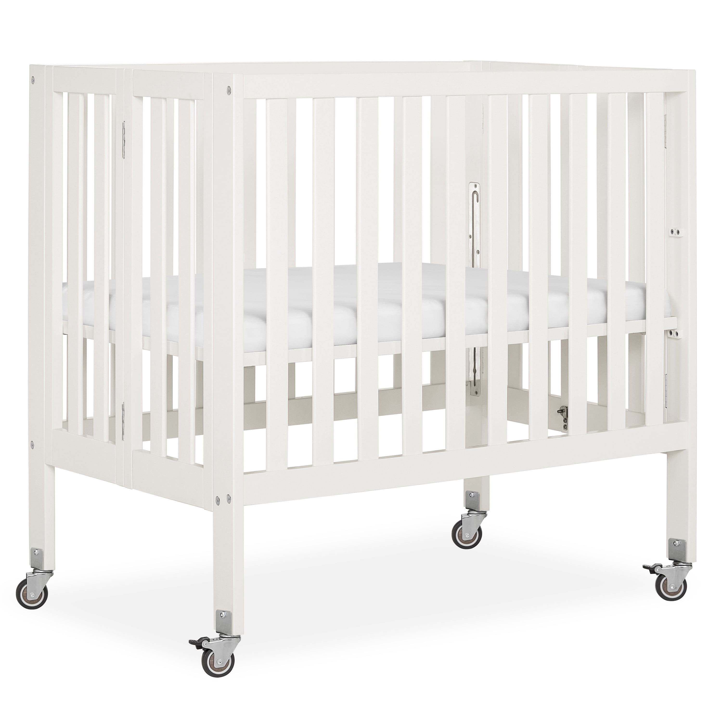 Dream On Me Jett Non-Full Size Folding Crib, Removable Wheels, Modern Nursey, Adjustable Mattress Support, Patent Folding System, Included 1.5” Mattress, Cannoli cream