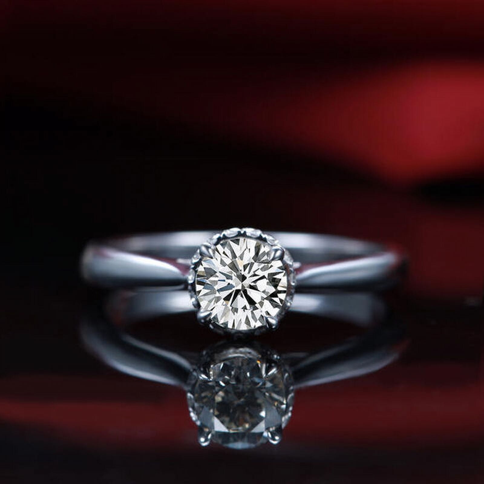 Dream Jewel 14K White Gold Over Solitaire Ring Brilliant 1.7 Ct Round