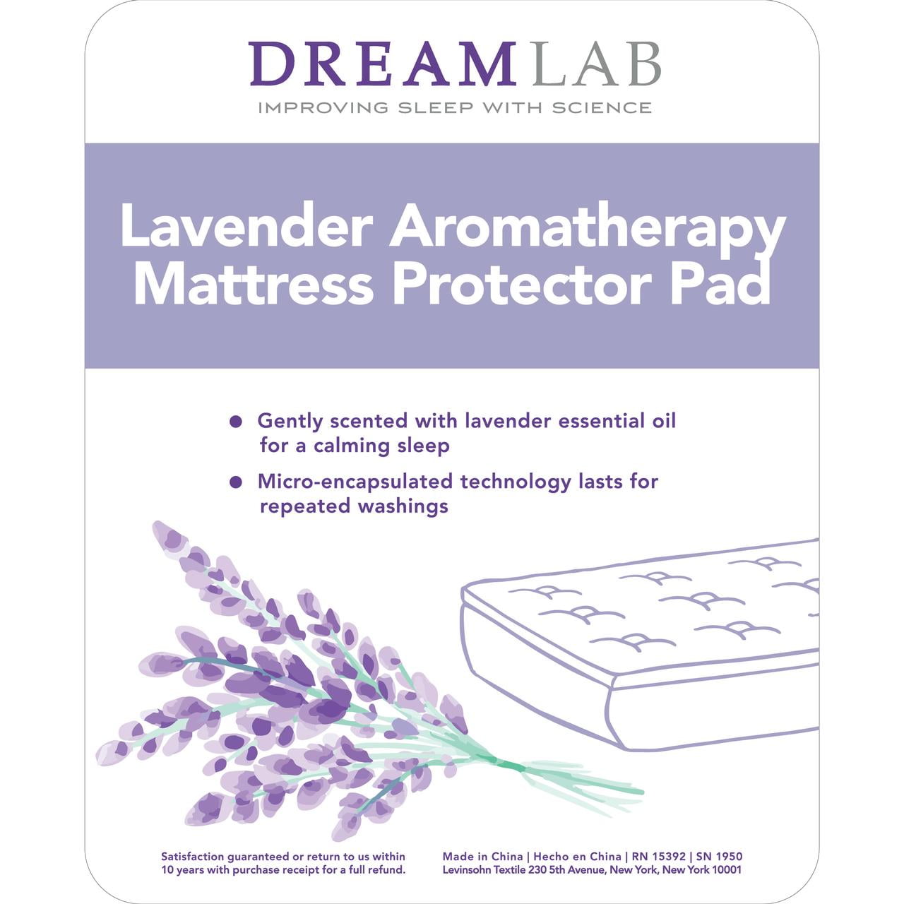 Queen Lavender Aromatherapy Fitted Mattress Protector Pad