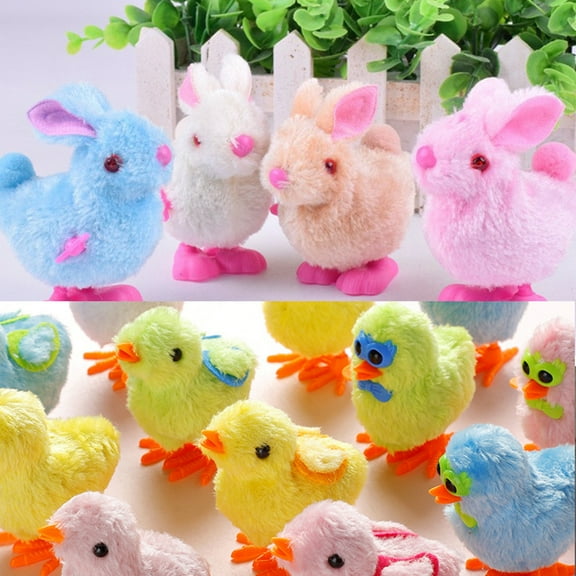 Dream Lifestyle 1/5 Pack Wind-Up Jumping Toys Plush Chicks Bunny Easter Toys,Classroom Prizes Party Favors Birthday Gift for Kids,for Kids Party Favors,Easter Basket Stuffers,Plush Toy Decor
