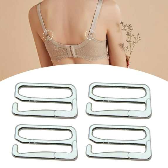 Dream Lifestyle 10Pcs Bra Hooks Electroplating Process Strong Material Durable Sturdy Two Holes Decorative Alloy Swimsuit Tops Underwear Bra Metal Hooks for Lady